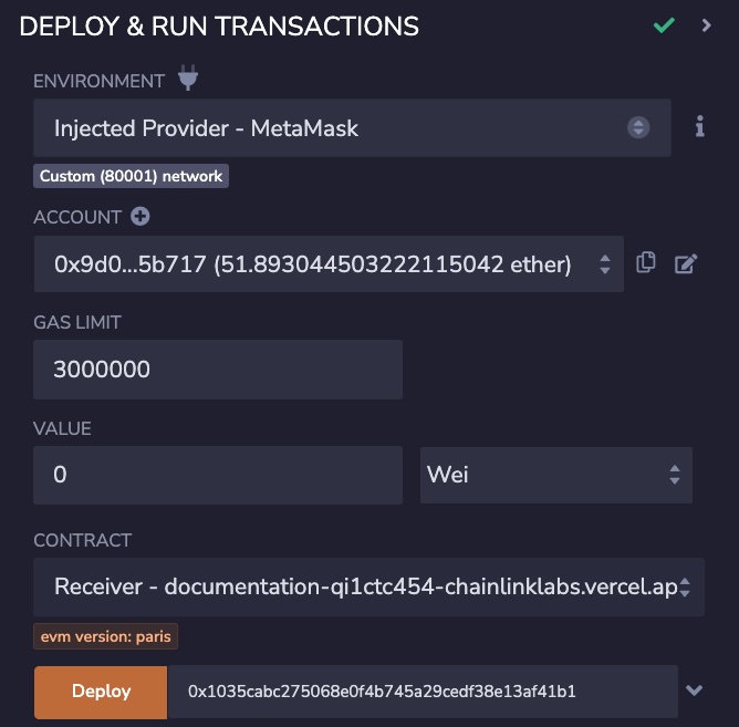 Chainlink CCIP Deploy receiver Mumbai